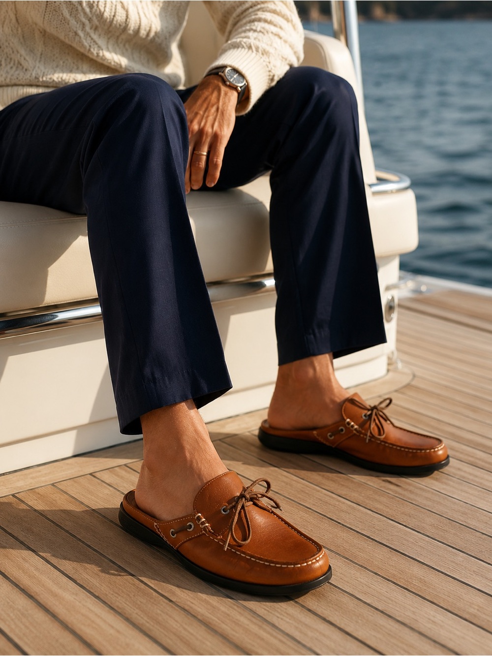 Tommy Bahama Starboard Leather Mule Loafers Brandy Brown Tan Men’s 8